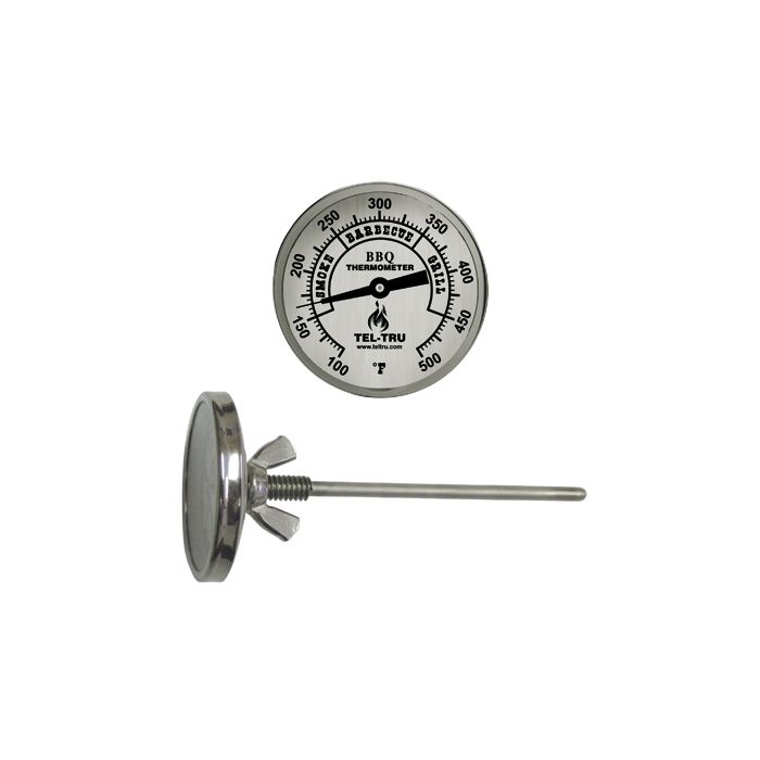 TEL-TRUⓇ BQ225 PATIO GRILL GAS & CHARCOAL REPLACEMENT THERMOMETER 2" FACE 4" STEM 1/4-20 500F