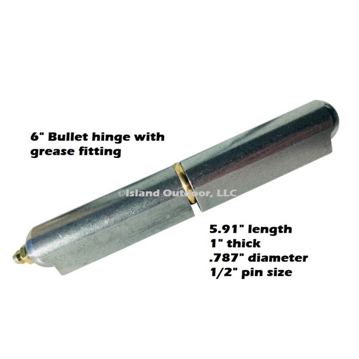LavaLock® 6 in. Bullet Hinge, weld on, steel - 1/2" pin 3/4" barrell
