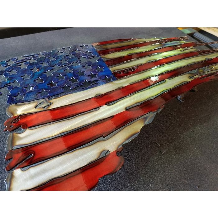 American Flag Metal Art Sign - High Quality - MADE IN USA 14 in x 24" 