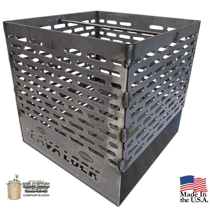 LavaLock® Slotted 12 x 12 x 12 Laser cut basket  for UDS 55 gallon drum smokers
