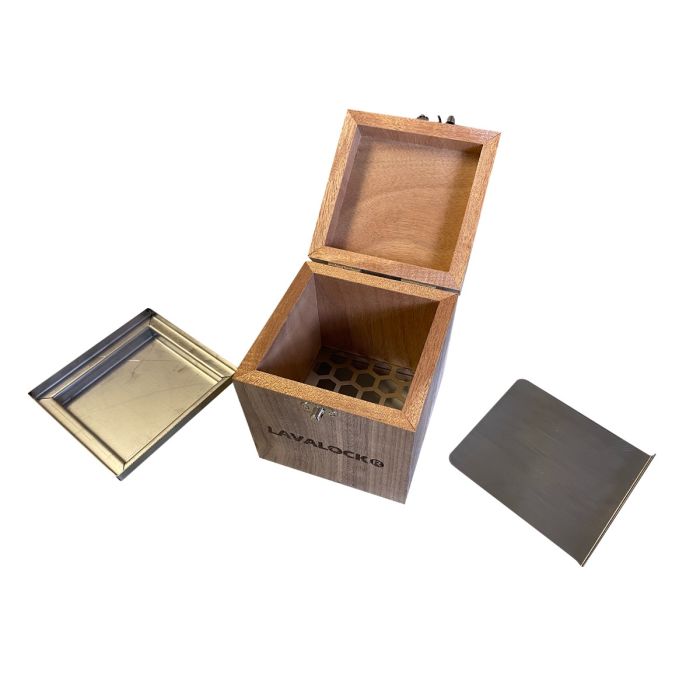 Cocktail Smoker Kit, Wood Whiskey Smoking Box with Stainless Tray, Grate and Wood Chip Pan, Size: 5.5 x 5.5 x 6.75