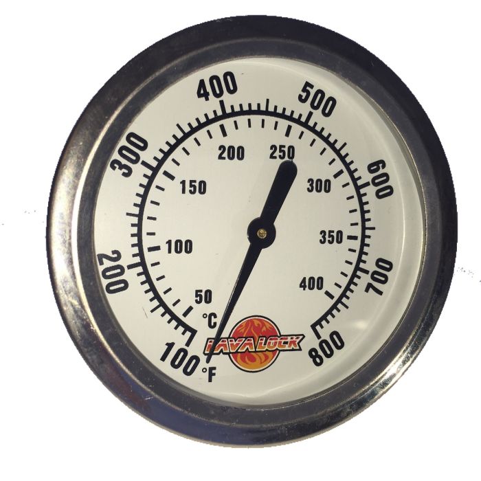 LavaLock® 2-5/8" BBQ smoker thermometer, Silver 1-3/8" stem for non-insulated cabinets