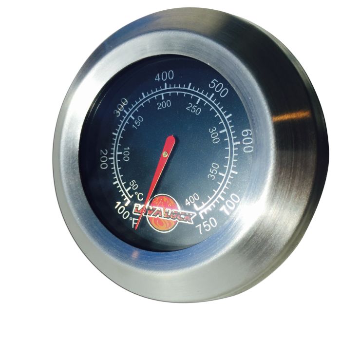 LavaLock® Flush Mount BBQ smoker Thermometer, Black/Stainless