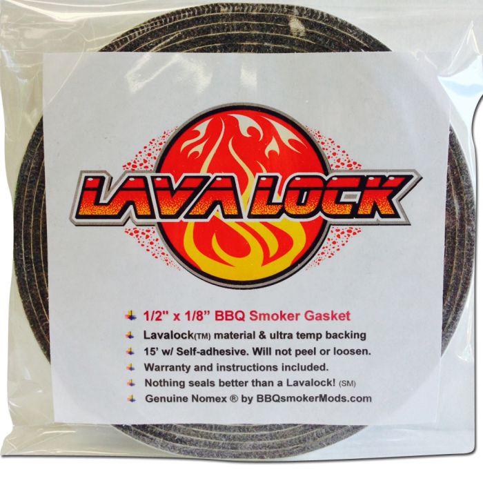 LavaLock ® Grill Gasket 1/2" x 1/8" High Temp Nomex Self Stick bbq smoker 15 ft 