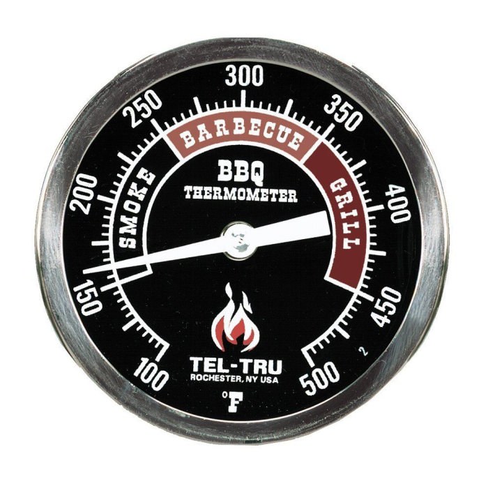 Tel-TruⓇ BQ300 Black BBQ Smoker Thermometer 3 in. Face 4" Stem 1/2" NPT