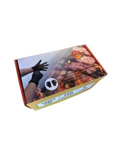 Black Nitrile bbq Glove 100 ct 3 mil gloves with 4 liners and 5 disposable aprons