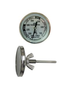 Tel-TruⓇ BQ225 Patio Grill Gas & Charcoal Replacement Thermometer 2" Face 2.5" Stem 1/4-20 700F