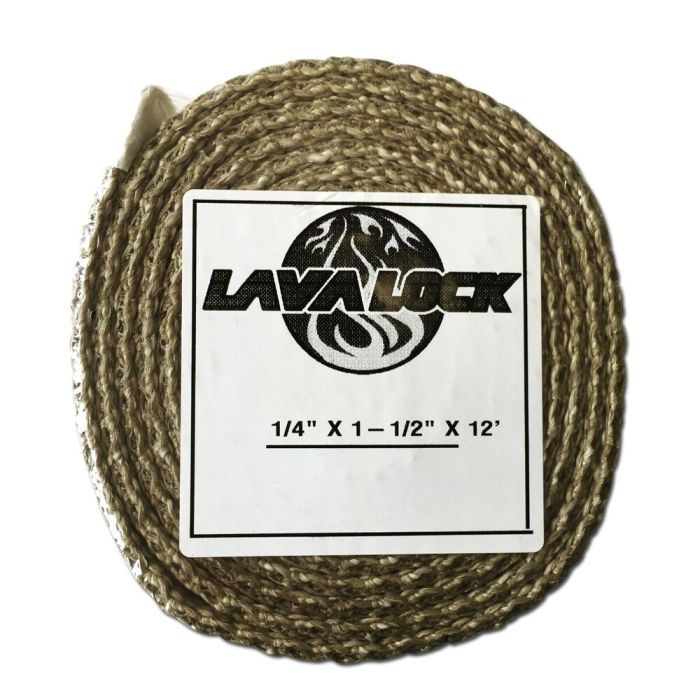 LavaLock® 1-1/2 x 1/4" Flat Fiberglass Gasket 1,500F Vermiculite Coated - 12 ft 