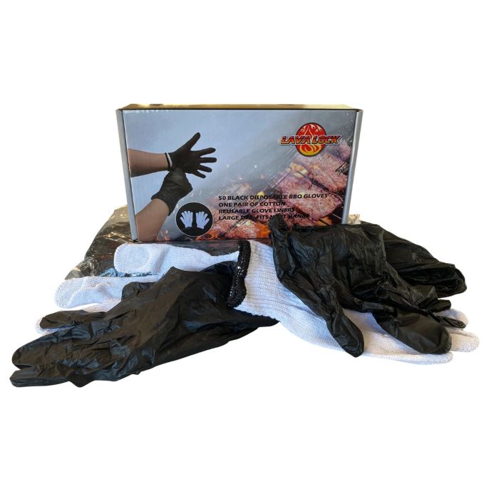 Black BBQ Gloves 50 ct with liners