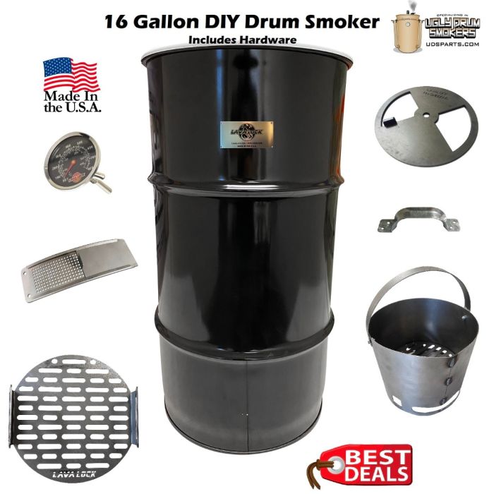 16 Gallon Drum small drum smoker kit complete WITH NEW UNLINED DRUM