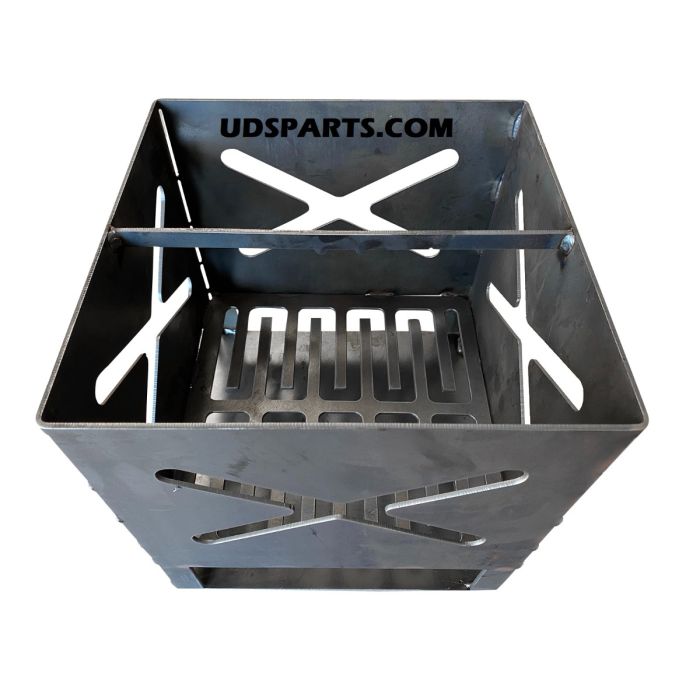 LavaLock® 12 x 12 x 12 square basket with handle and ash pan. Holes. 