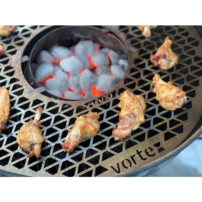 Vortex (in)direct heat® Grill Grate for 22 Kettle, UDS or Kamado style  Charcoal BBQs with removable searing grate 22 in