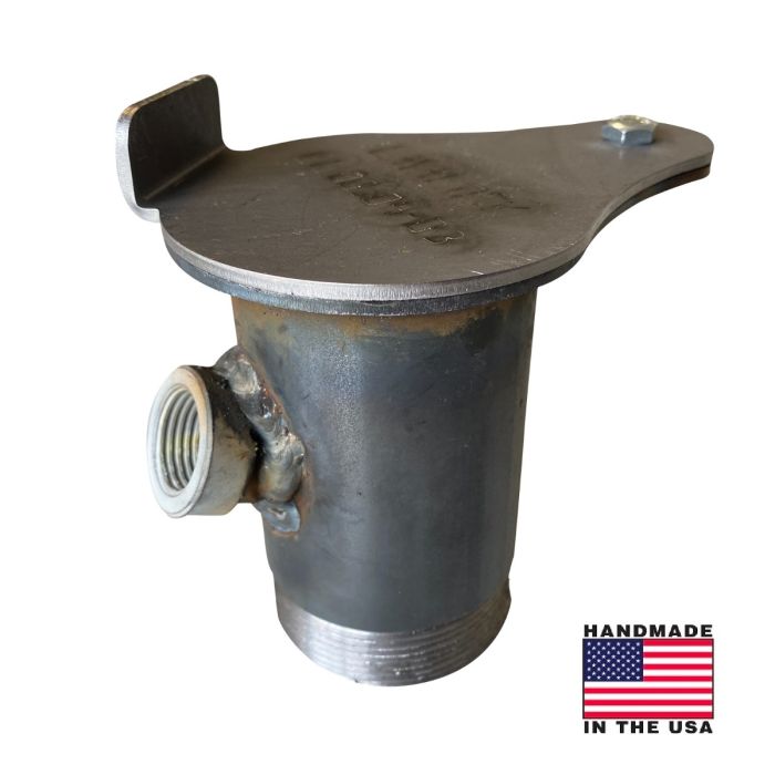 UDS 2 in threaded exhaust damper with 1/2" NPT thermometer WITH BUNG - Steel