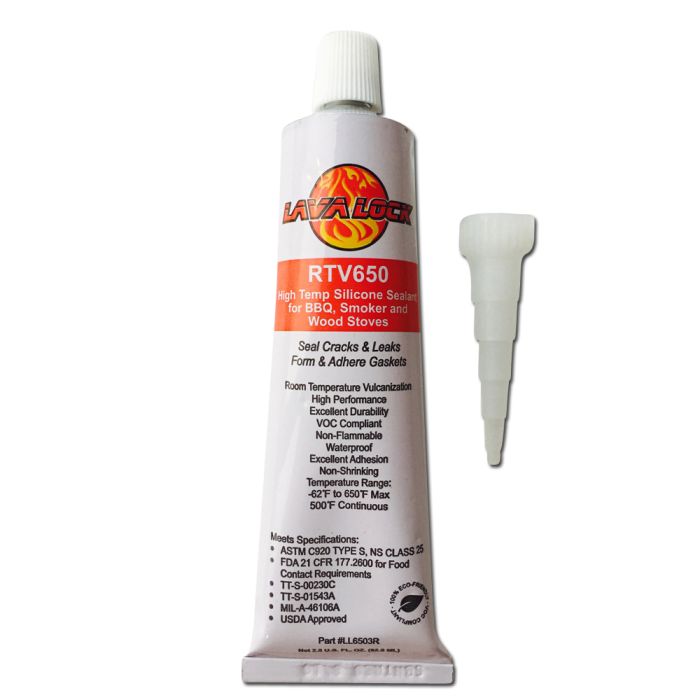 LavaLock® RED Food Safe BBQ smoker RTV gasket silicon adhesive - 3 oz 650F