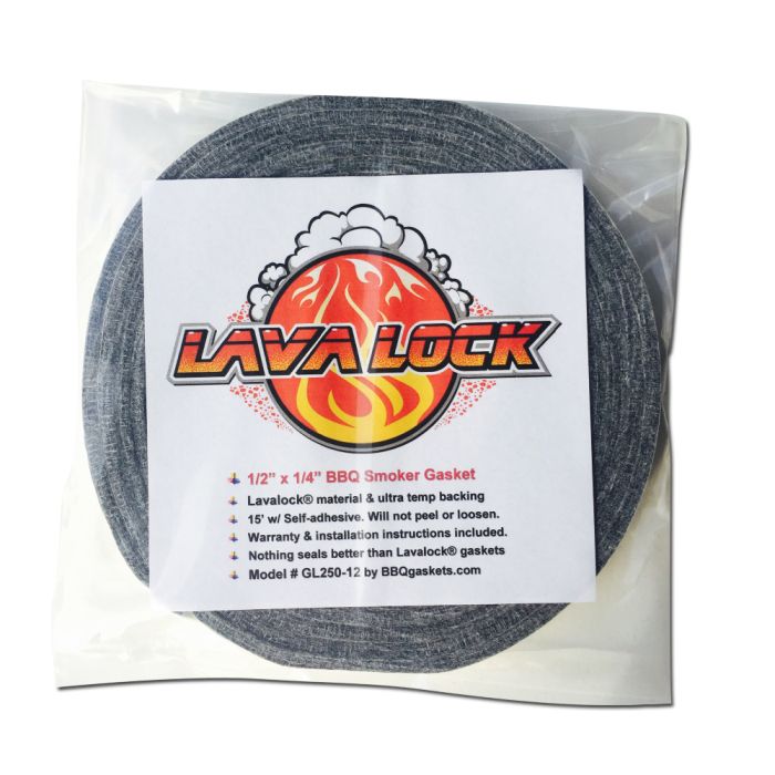 Lavalock® 1/2 x 1/4 Grey Gasket High Temp BBQ Smoker Grill Self Stick 15 ft