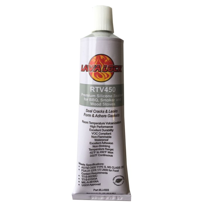 LavaLock BBQ smoker Food Contact Safe Grade Hi temp RTV adhesive CLEAR 3 oz