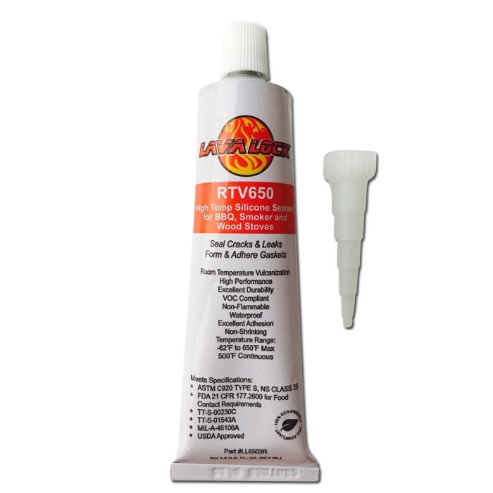 LavaLock BBQ smoker Food Contact Safe Hi temp RTV 650 adhesive RED 3 oz
