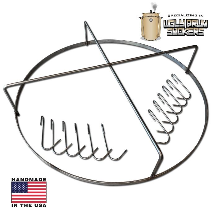 LavaLock® UDS Stainless Meat / Rib Hanging System w/ Meat & Rib Hooks for Ugly Drum 30 or 55 gallon smoker