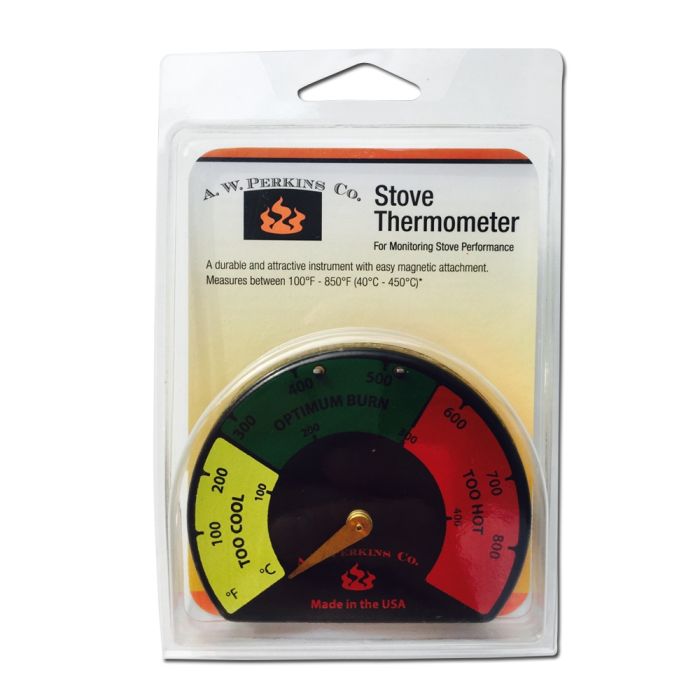 Stove Pipe Thermometer, Burn Indicator 100 F-850 F A.W. Perkins 260
