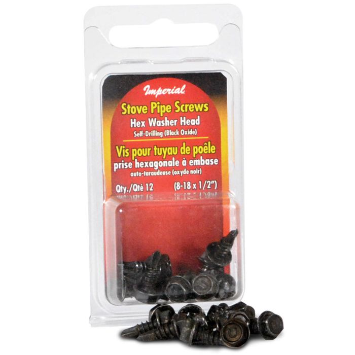 Imperial Stove Pipe Screws, 8-18 x 1/2" Black (12)