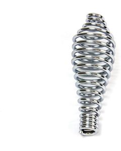 Spring Stove Handle, Chrome Finish, tapered at one end. Max Diameter: 1-1/2", Length: 4-1/4", Fits 3/8" rod