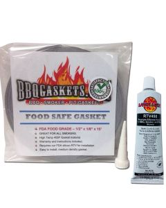 FDA Gasket & Adhesive BBQ smoker pit seal kit 1/2 x 1/8 x 15 - Grey by LavaLock®